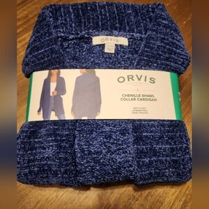 ORVIS Blue Chenille Cardigan (XL)
